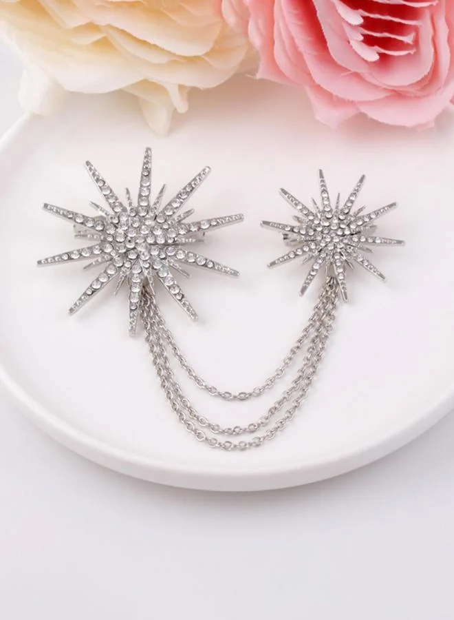 Take Two  Women Silver Rhinestone Starburst Brooch for Women | Best Price UAE